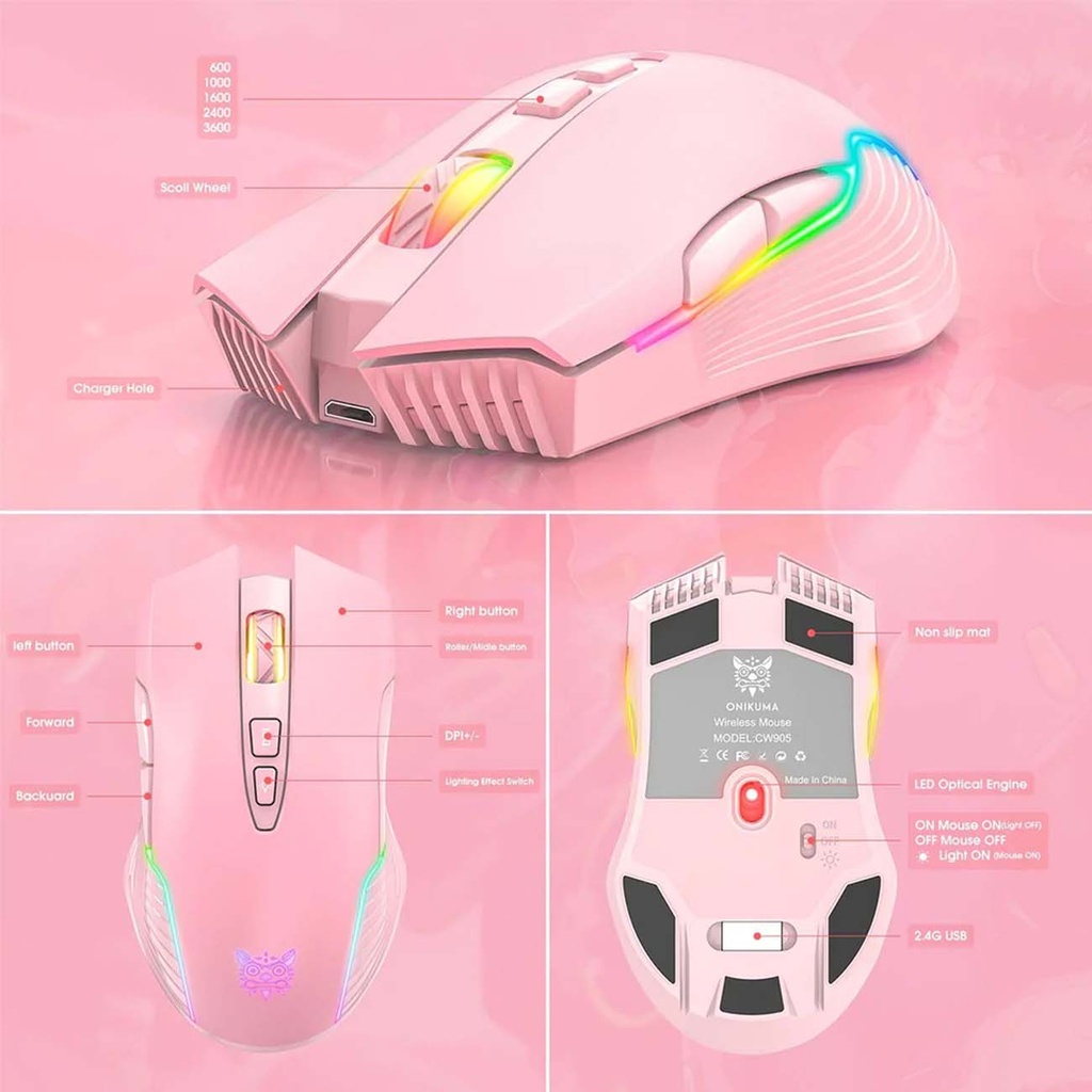 ONIKUMA CW905 3600 DPI Wireless Gaming Mouse