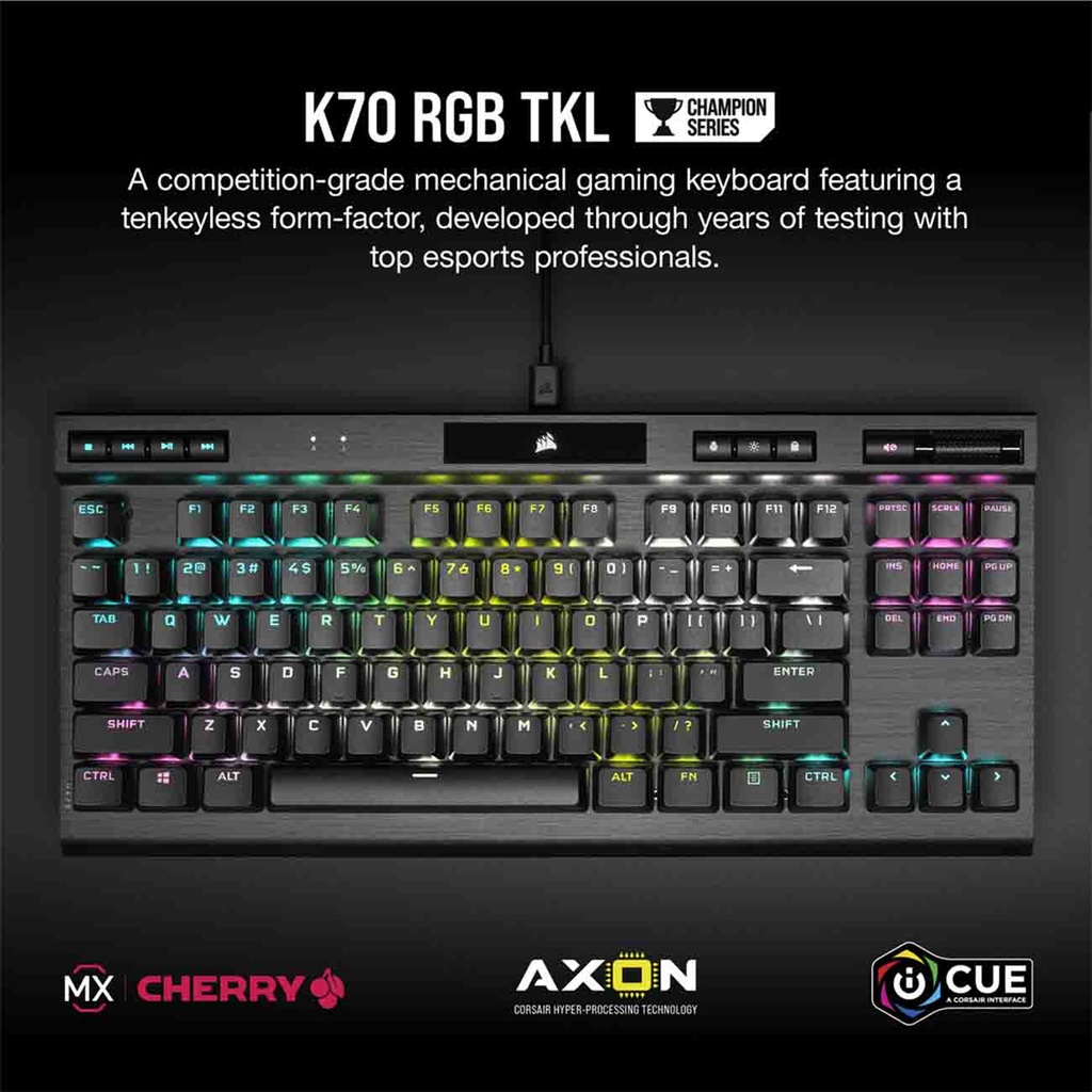 CORSAIR K70 RGB TKL CHAMPION SERIES Mechanical Gaming Keyboard — CHERRY MX Red