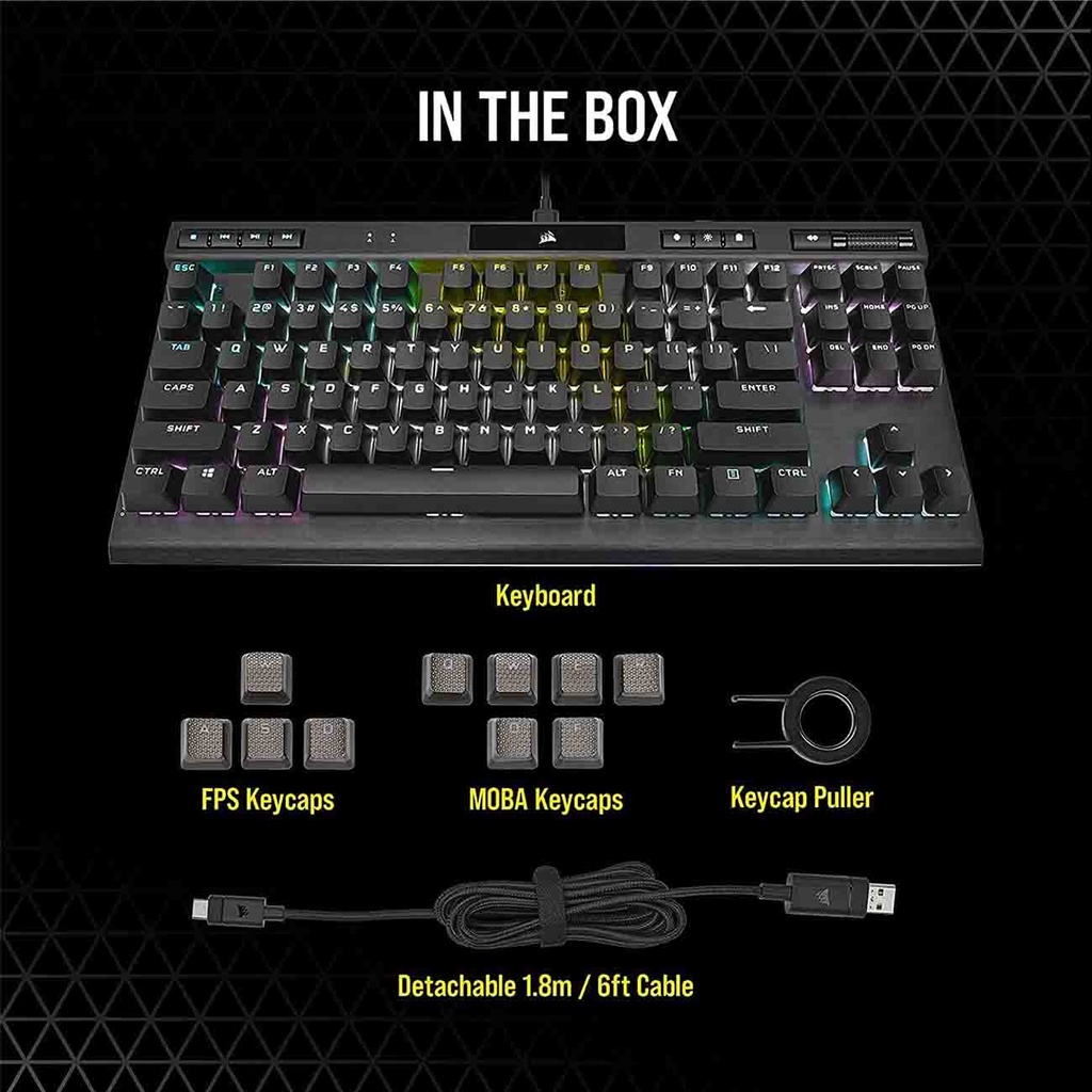 CORSAIR K70 RGB TKL CHAMPION SERIES Mechanical Gaming Keyboard — CHERRY MX Red