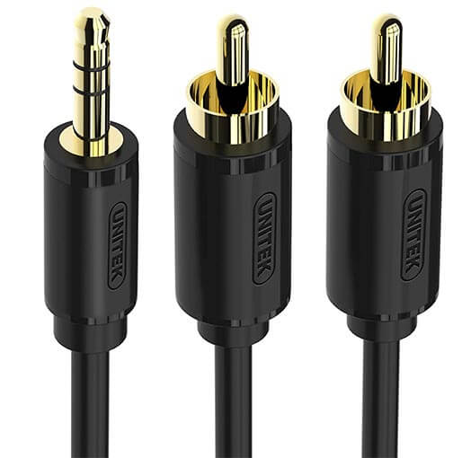 UNITEK Male Audio Cable 1.5M, 3.5MM AUX to 2RCA Cable