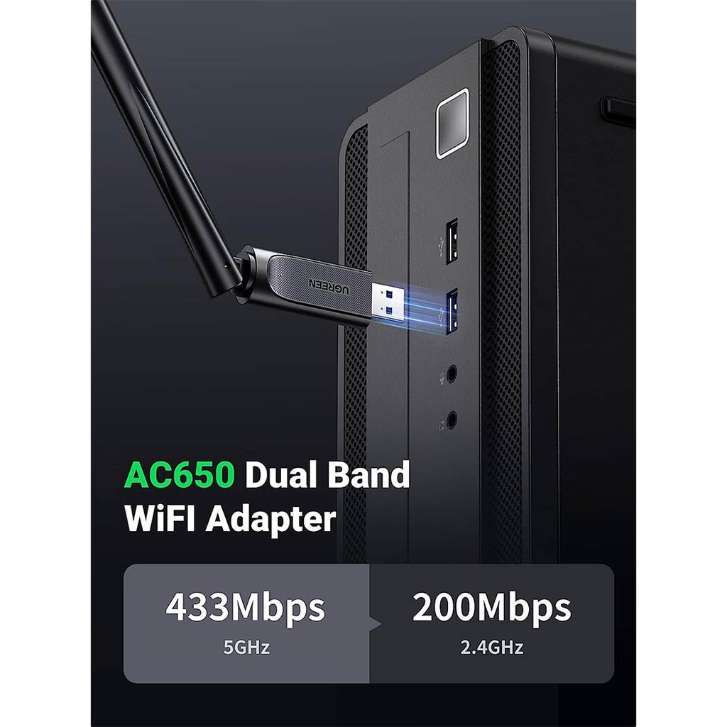 UGREEN AC650 High-Gain Dual Band Wireless USB Adapter