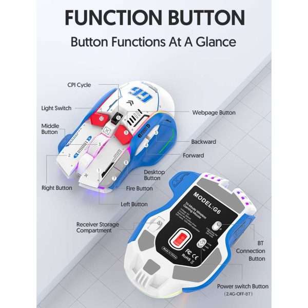 Freewolf G6 Wireless + Bluetooth Gaming Mouse