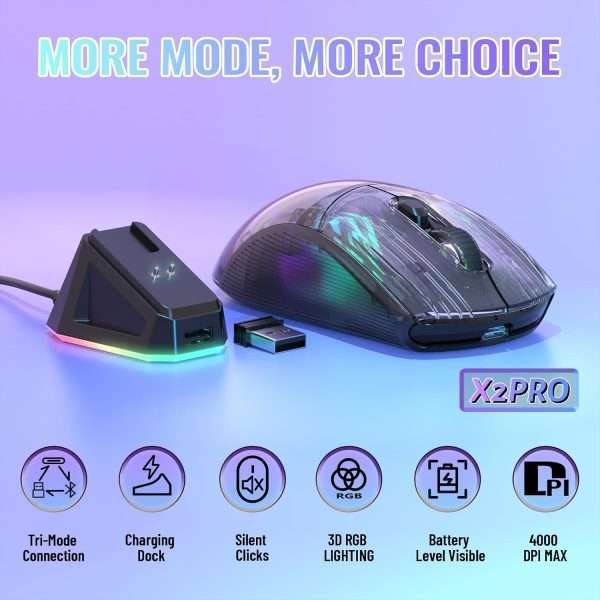 Attack Shark X2 Pro Wireless + Bluetooth Gaming Mouse