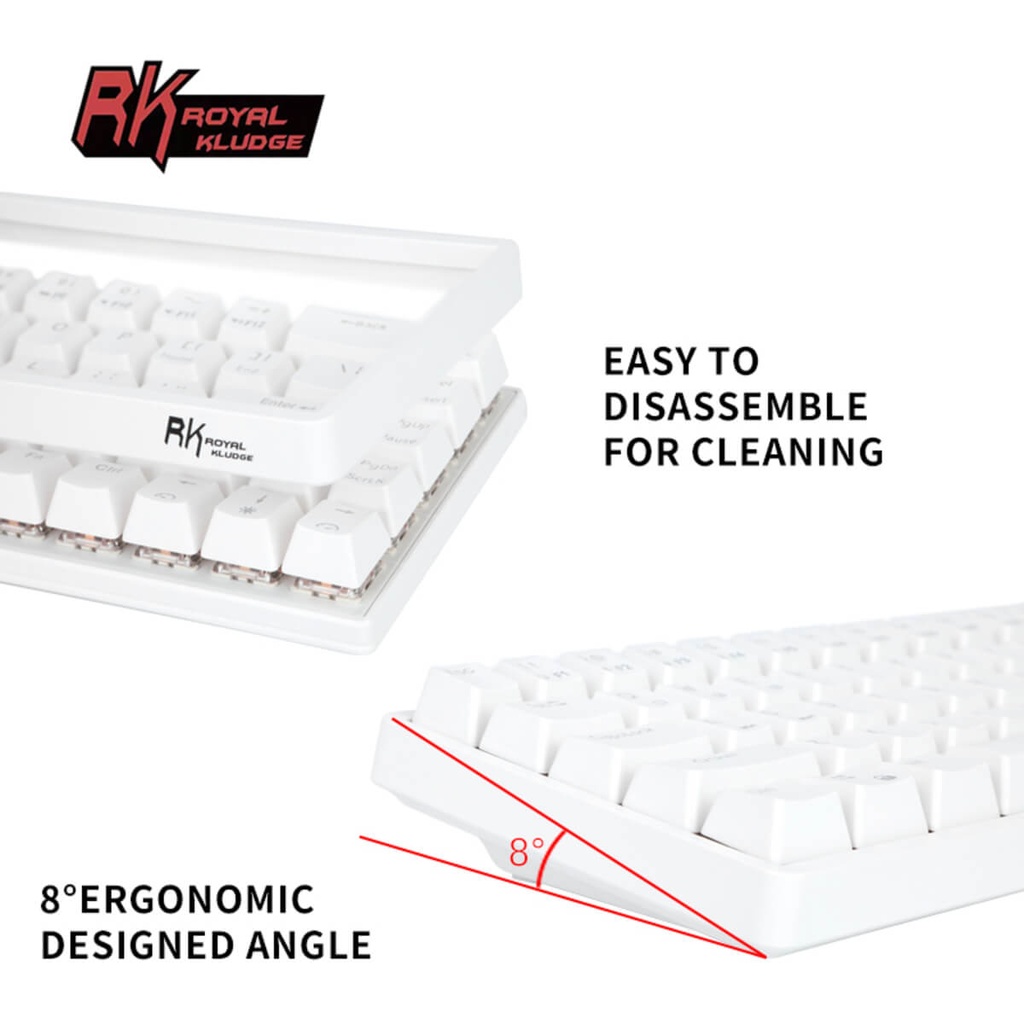 RK68 Wireless Mechanical Gaming Keyboard - Hot Swappable Switch (white)