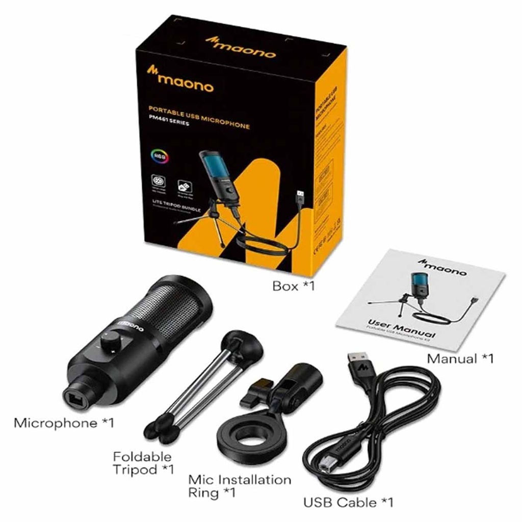 Maono PM641 TR RGB Portable USB Microphone