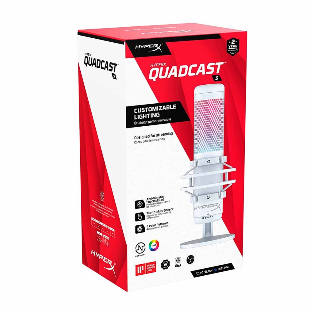 HyperX QuadCast S Microphone - White